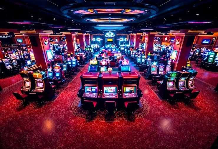 Tampilan meja Casino Hold'em langsung di platform nusaslots dengan kartu dealer dan pemain